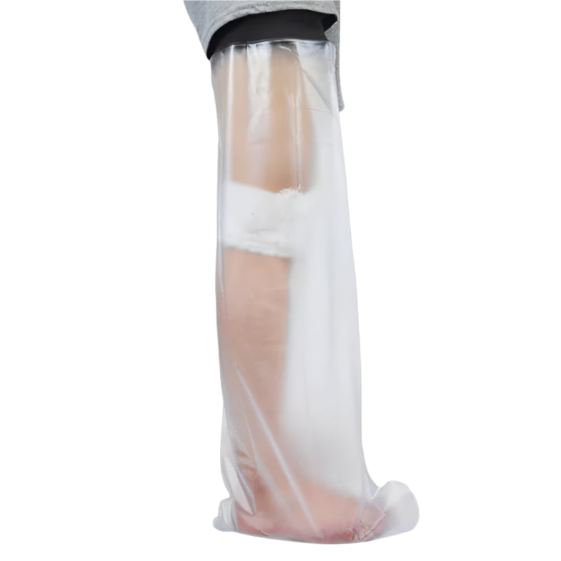 Unisex vanntett beskyttelse for legg og fot ved bading, dusjing og sårpleie. Enkel å bruke.