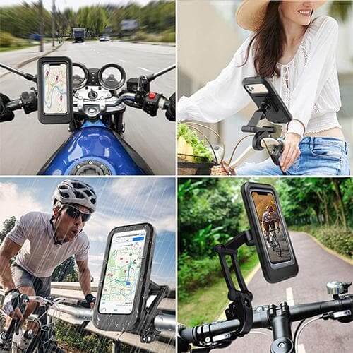 Støtsikker vanntett mobilholder, perfekt for sykkel, motorsykkel og elektrisk scooter.