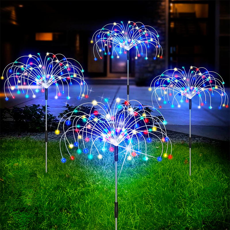 Vanntett solcellelampe til hage med fyrverkeri-effekt. Perfekt dekorativ hagebelysning.