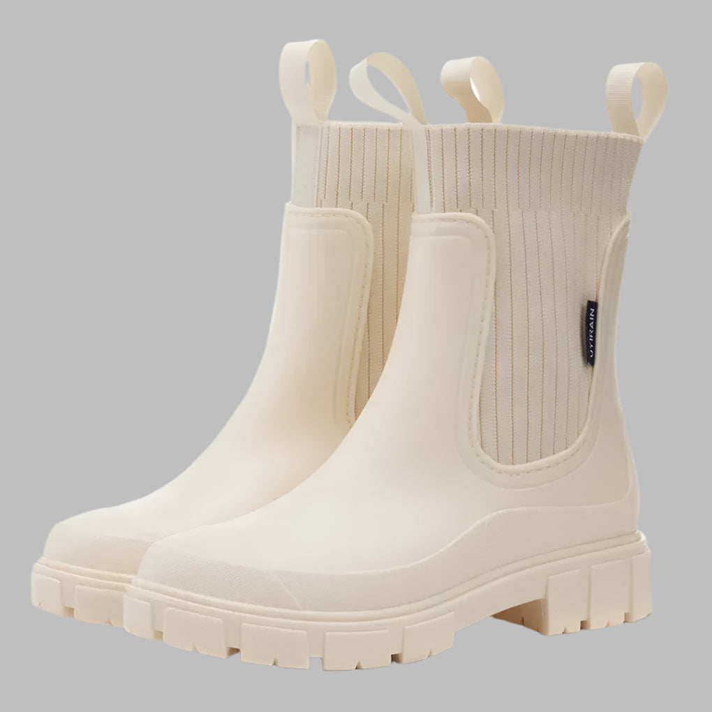 Komfortable vanntette Chelsea-støvler til dame, slip-on design. Ideelle hverdagssko for regn og vått vær.