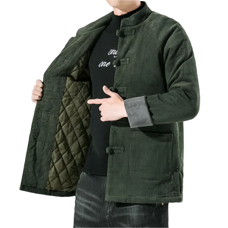Varm cordfløyels vinterjakke for herre. Stilfull, fôret og polstret herrejakke i casual design.