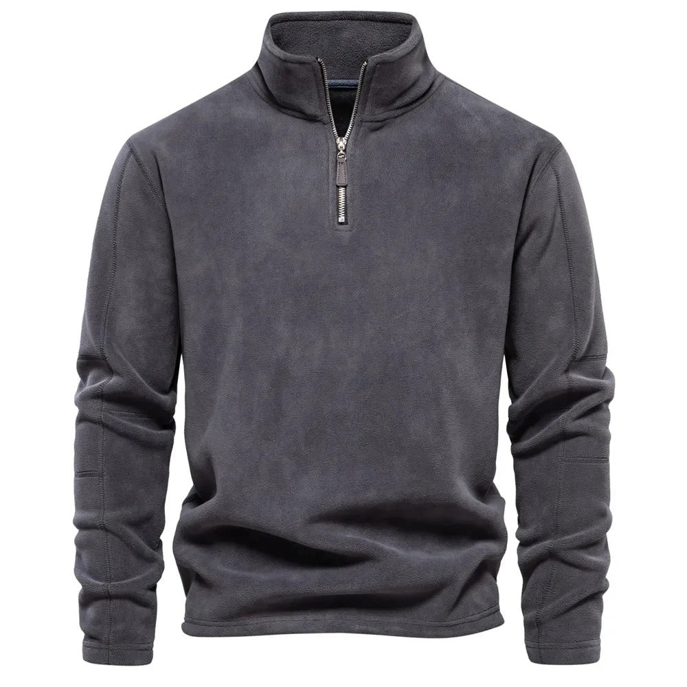 Varm herregenser med halv glidelås, perfekt for vinterkomfort og menns casual stil.