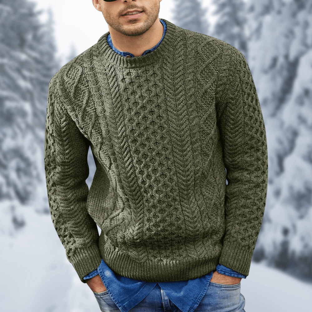 Kvalitets strikket genser til herre, langermet og varm, for en stilfull og praktisk hverdagslook.