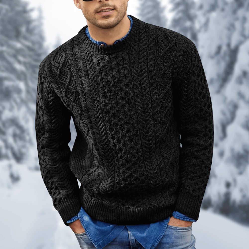 Tidløs, strikket herregenser som gir varme og komfort; ideell for både casual og smart casual.