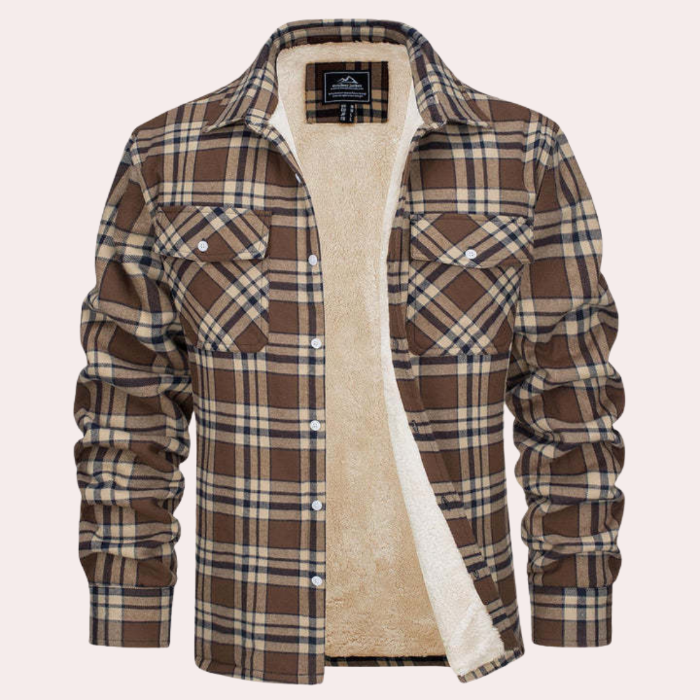 Varm rutete herrejakke for kjølige dager. Komfortabel fritidsjakke med casual stil for høst og vinter.