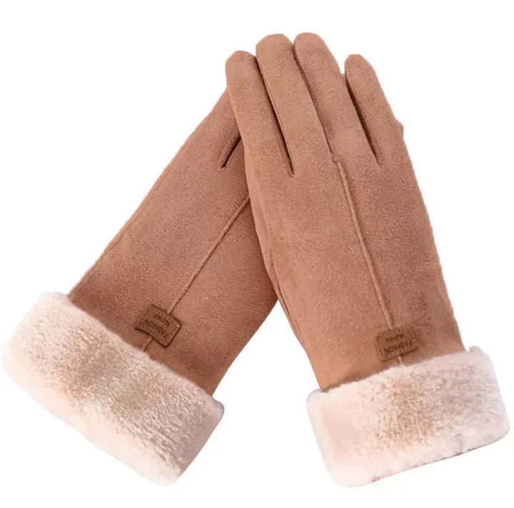 Stilige damehansker i semsket stil, komfortable vinterhansker med elegant design.