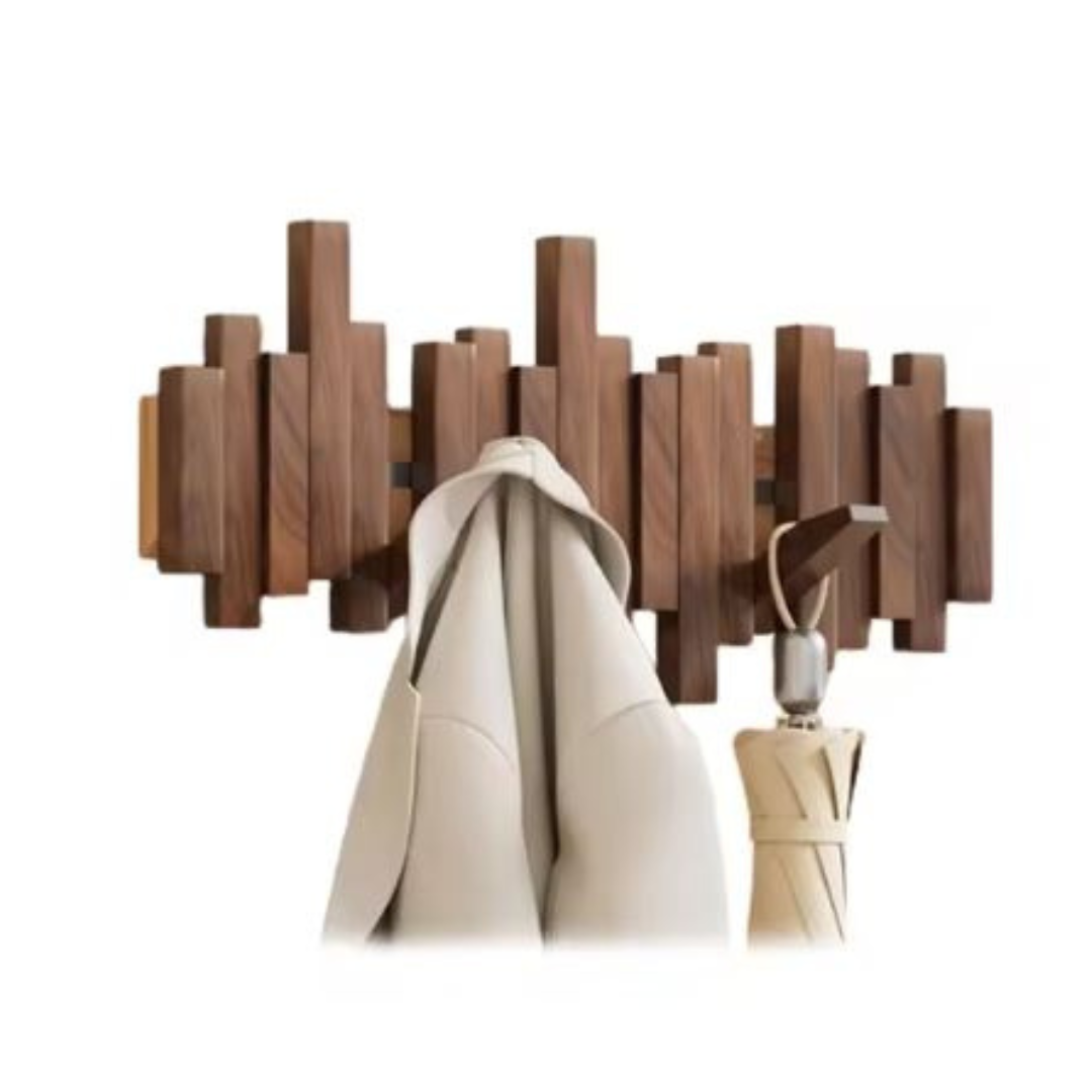 Elegant kleshenger for vegg. Sammenleggbare kroker gir fleksibel oppbevaring i gangen eller soverommet, minimalistisk.