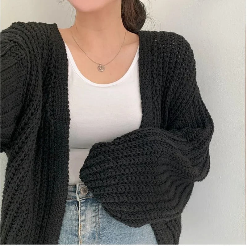 Klassisk retro cardigan med lyktermer, et must-have for kvinner som elsker vintage stil.