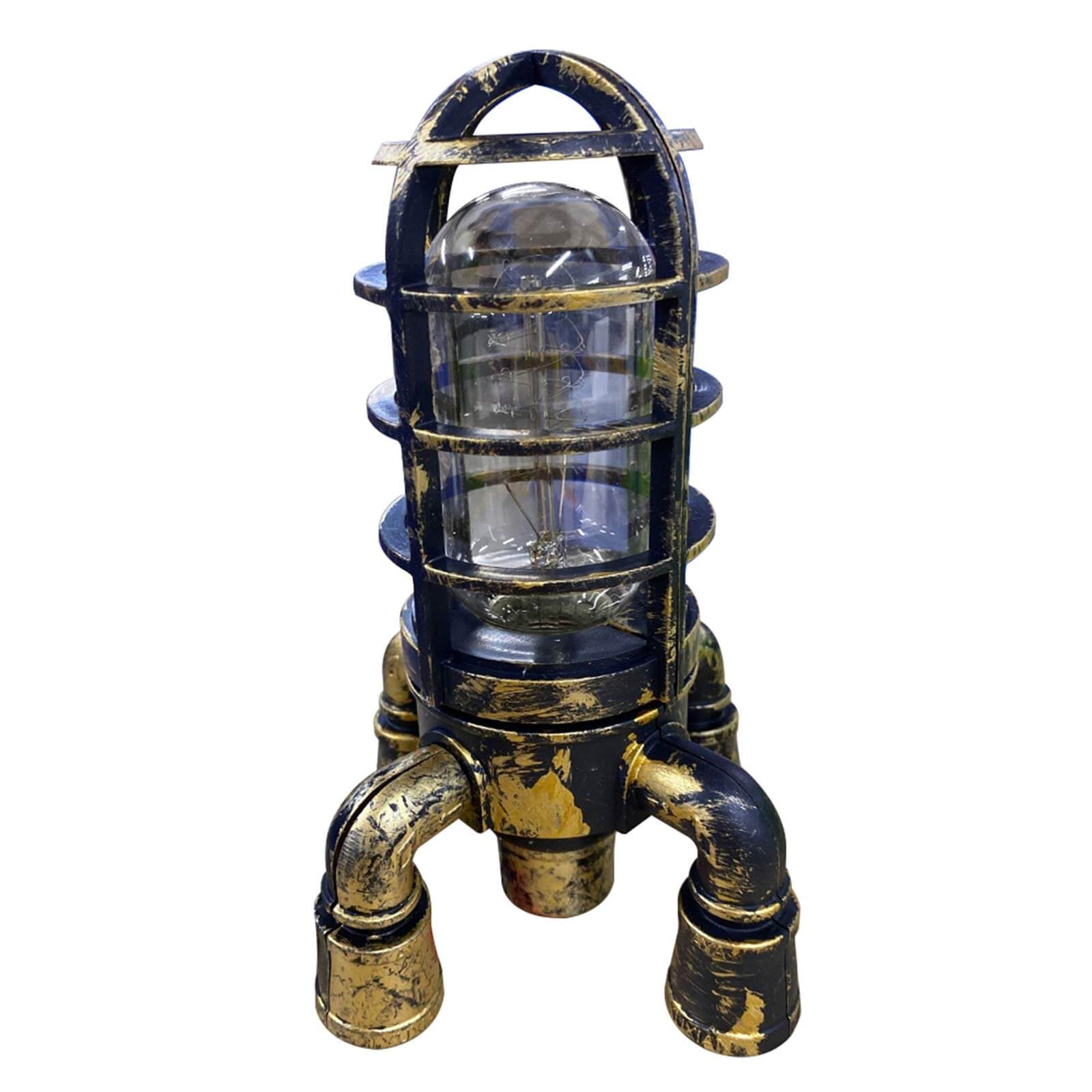 Vintage steampunk rakettlampe, unik bordlampe for interiør med retro design.