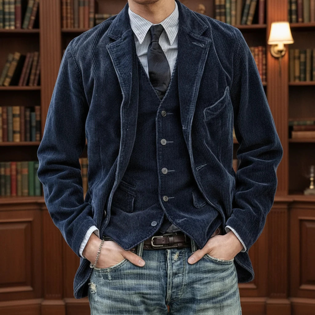 Vintage unisex blazer og vest sett. Tidløs eleganse for formelle og uformelle anledninger.