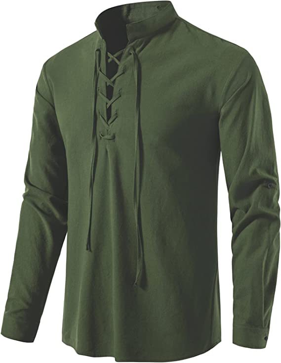 Langermet fritidsskjorte for menn, vintage stil, komfortabel for yoga og daglig bruk.