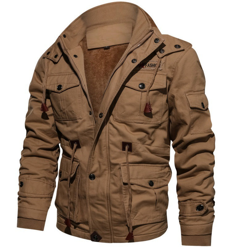 Dunkle, wasserabweisende Herren Outdoorjacke, warm gefüttert, Freizeitschnitt, Herrenmode.