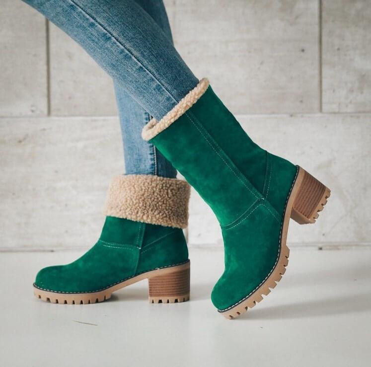 Langlebige Damen Schneestiefel in Wildlederoptik, warm gefüttert mit Kunstpelz, wintertauglich