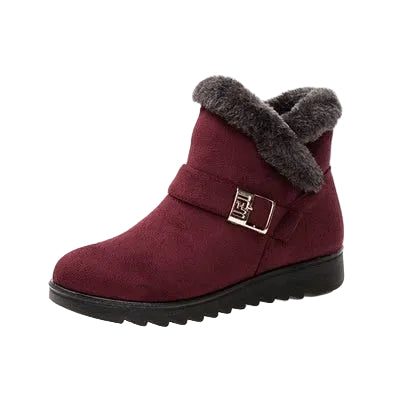 Warme pelzgefütterte Winterstiefel für Damen, Ansicht von vorne, ideal für Schnee und Kälte.