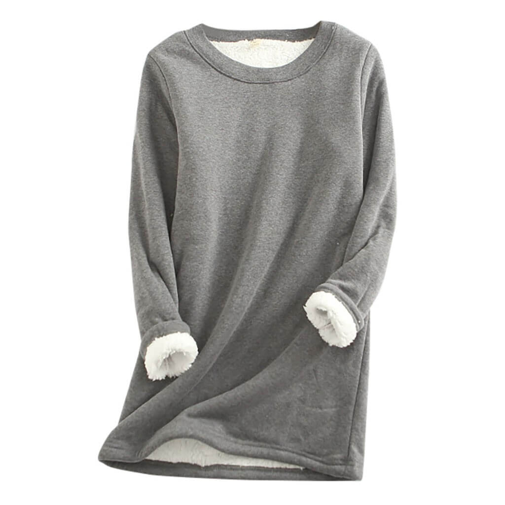 Gemütlicher Langarm-Fleece-Pullover für Damen mit weichem Sherpa-Innenfutter